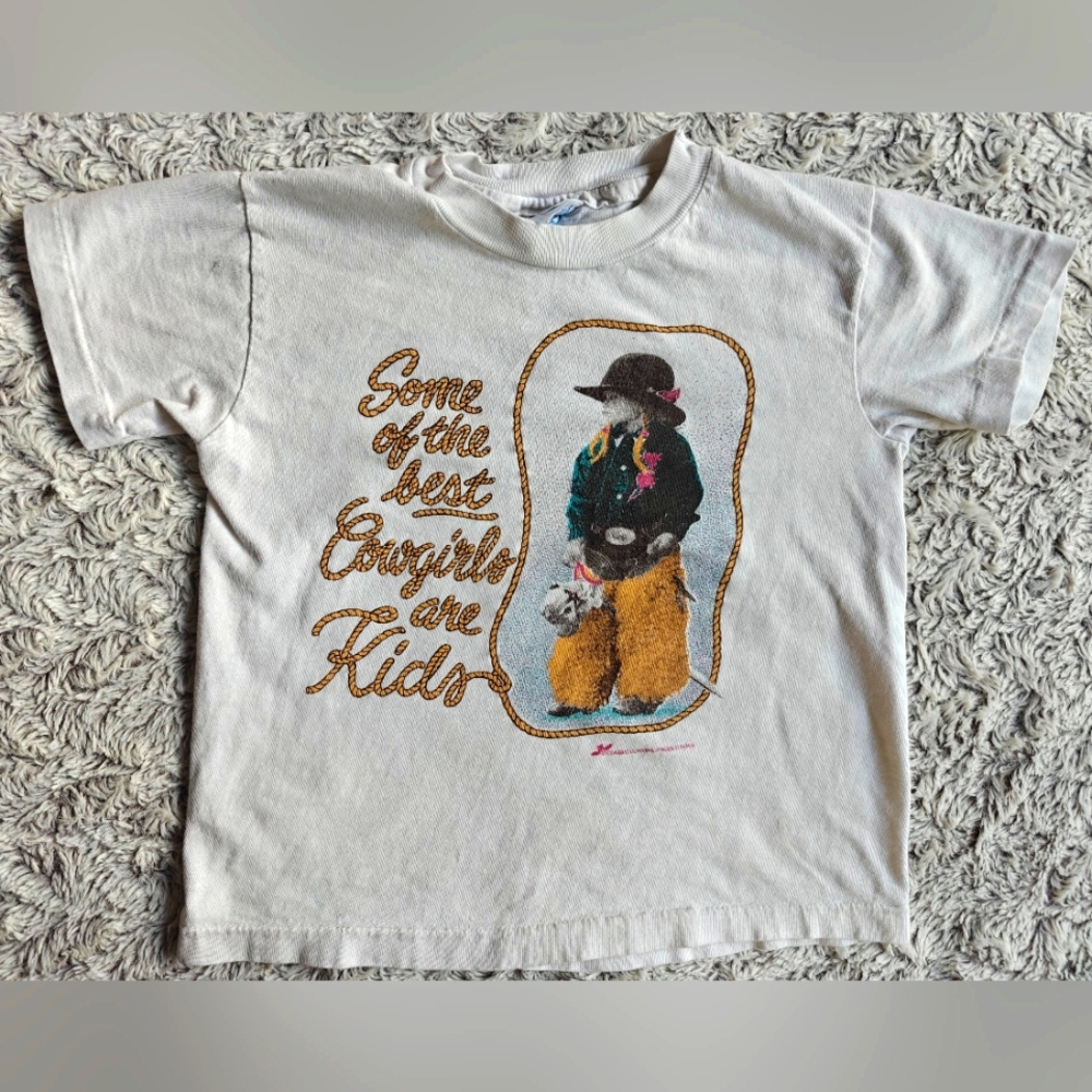 Vintage 90s Kids Tshirt Size S 6-8 "Some Of The Best Cowgirls Are Kids" Country